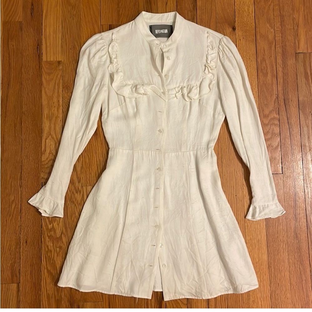 Reformation cream mini dress